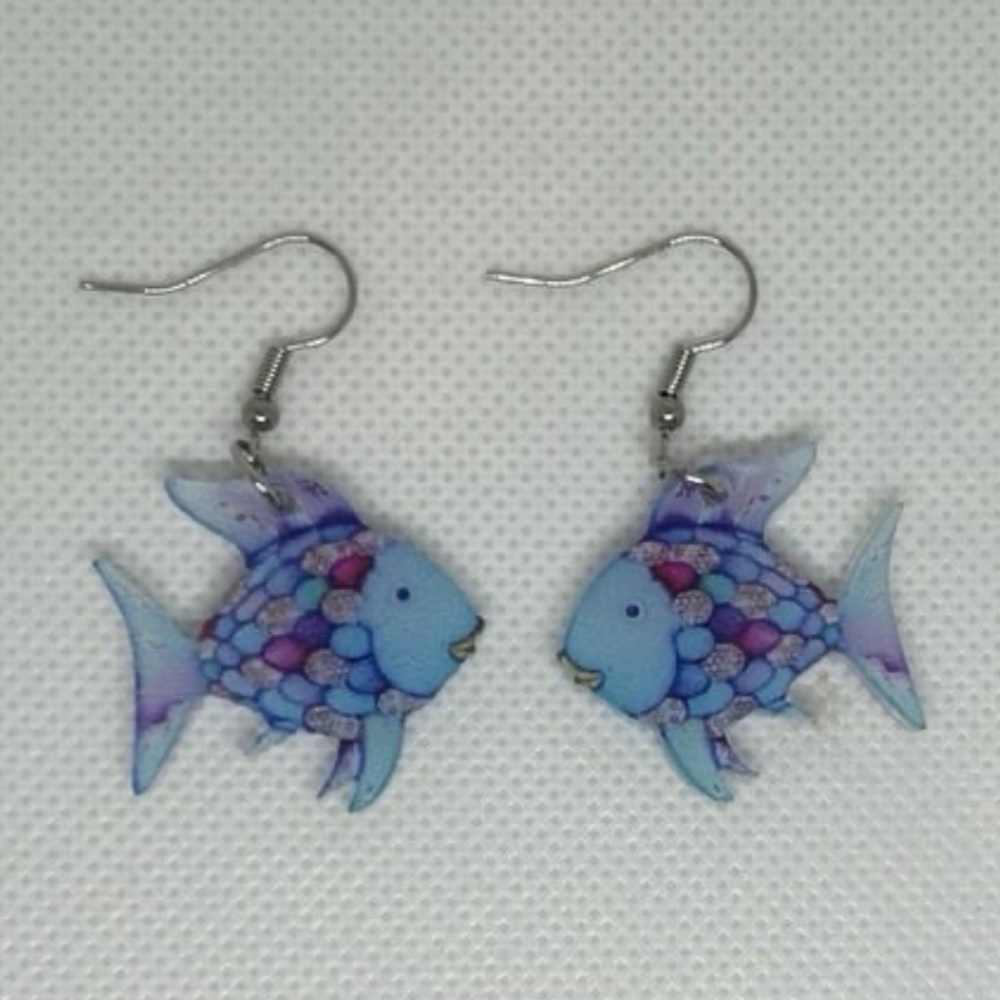 Blue Fish-Shaped Earrings